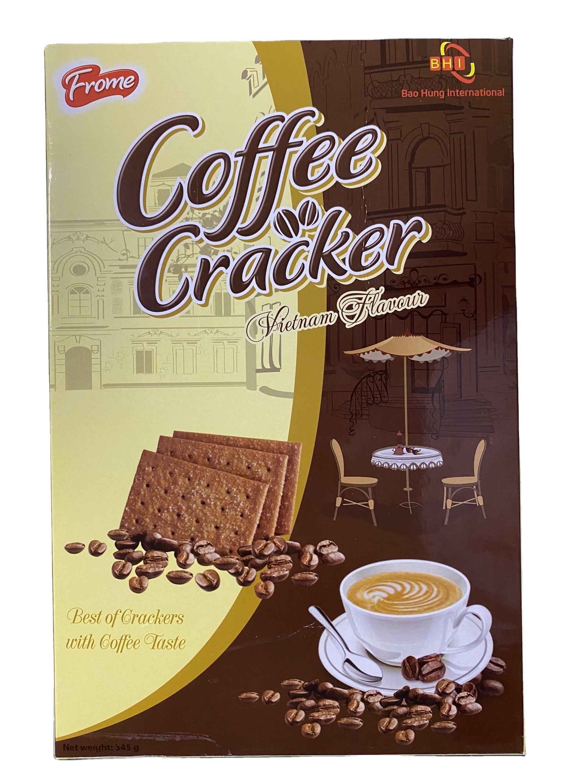 BEST QUALITY CRACKER COFFEE FLAVOUR 380GR BOX - DELICIOUS CRISPY TASTY THIN CRACKERS MADE IN VIETNAM