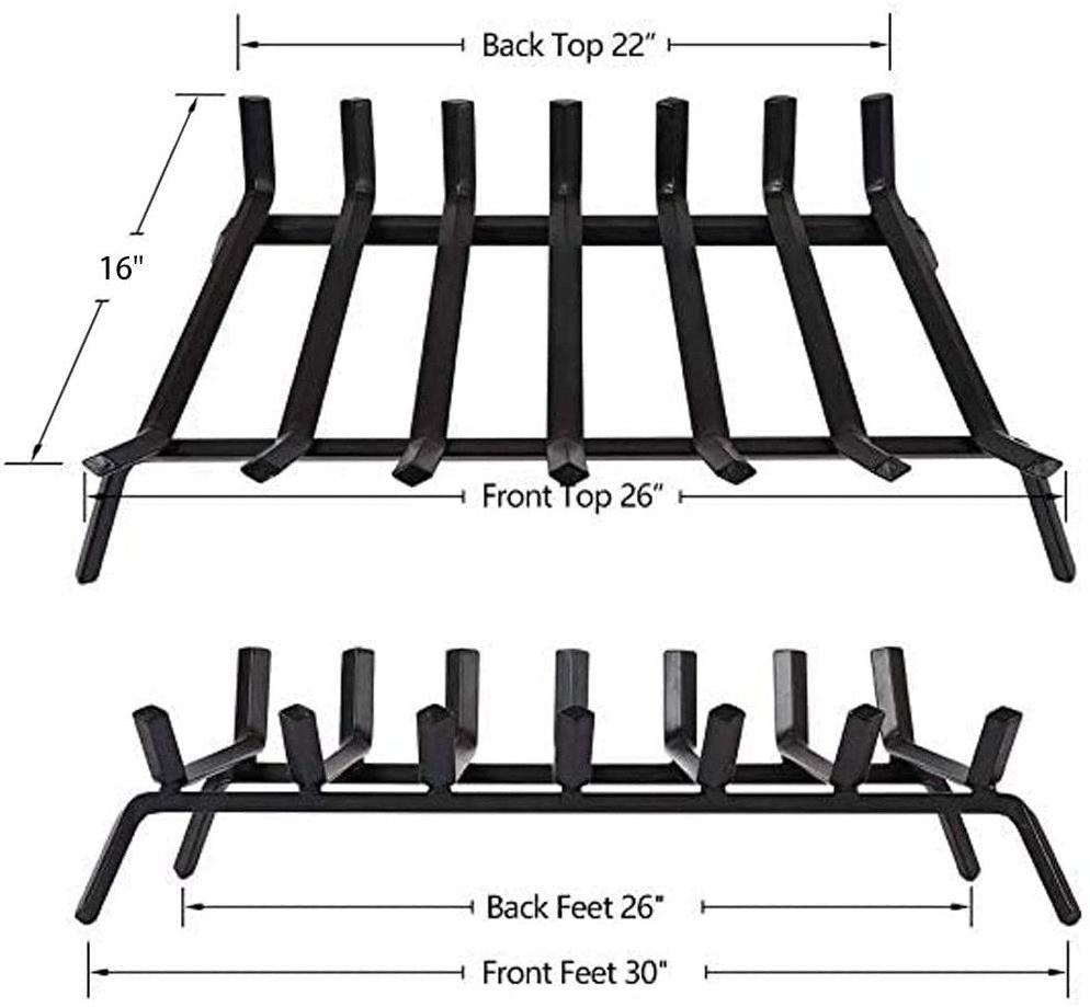 Black Wrought Heavy Duty Solid Steel  Fireplace Log Grate for Outdoor Kindling Tools Pit Wood Stove Firewood Burning Rack Holder