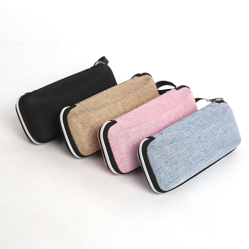 direct selling eyewear case sunglasses retro fashion portable linen lanyard sunglasses box case EVA oversize sunglasses case