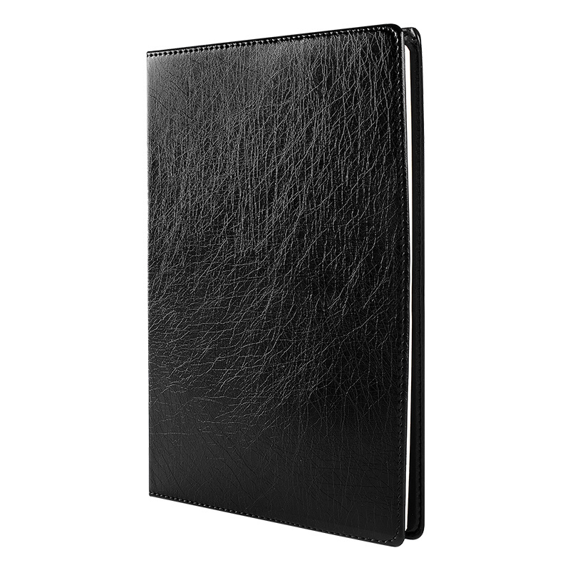 18k 80 Sheets Paper Notebook Black Soft Pu Leather Cover Meeting Pu Leather Customized Lined Notebook