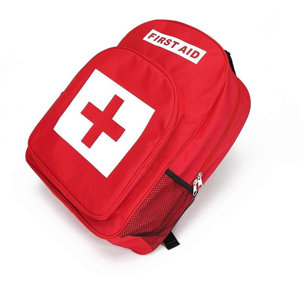 First Aid Kit Backpack for Emergency Customized Logo Print Red for Outdoor Family Team Activities