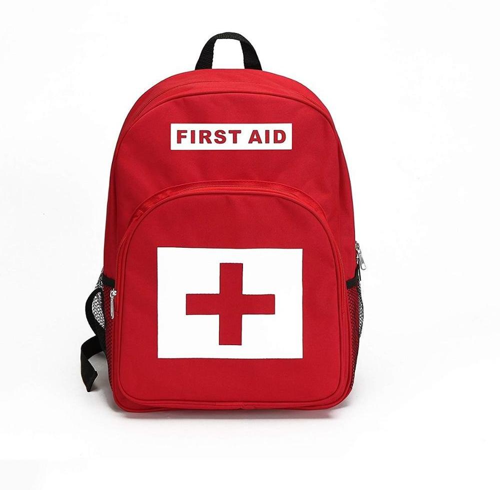 First Aid Kit Backpack for Emergency Customized Logo Print Red for Outdoor Family Team Activities