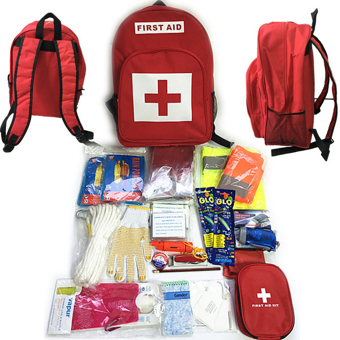 First Aid Kit Backpack for Emergency Customized Logo Print Red for Outdoor Family Team Activities