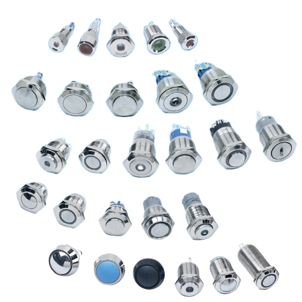 waterproof 8mm 12mm 16mm 19mm 22mm  25mm 30mm metal push button switch with LED momentary or latched Switches