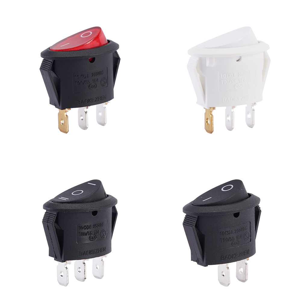 Baokezhen Electrical  LED illuminated 6A/10A/16A 125V/250V 2/3/4/6 Pin ON-OFF ON-OFF-ON 2/3 Position Boat Switch  Rocker switch