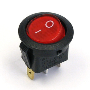 Custom 16A 250V  oval red button rocker switches 3 pins Illuminated rocker switch