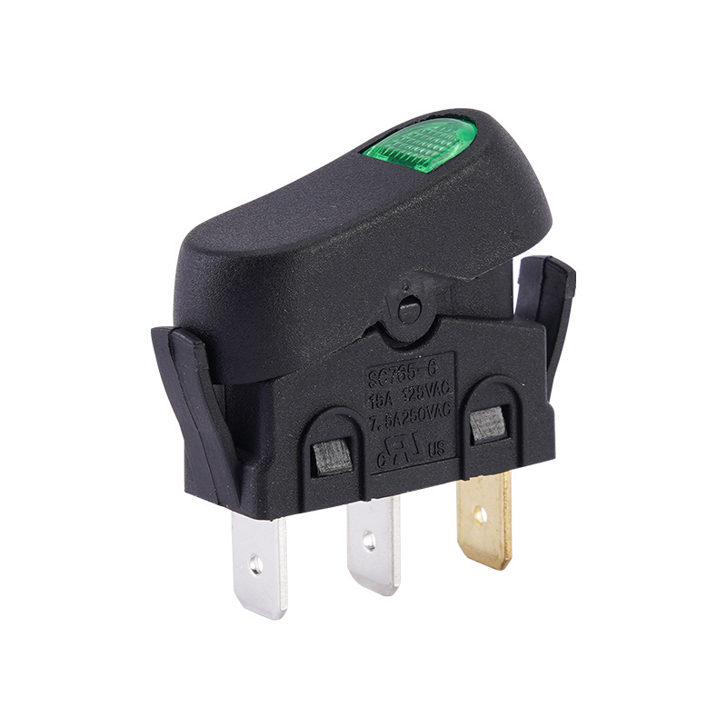 Hot Selling 15a 125vac 7.5a 250vac Black 3 Pin With Neon Light Baokezhen SC765 For Coffee Machine Rocker Switch