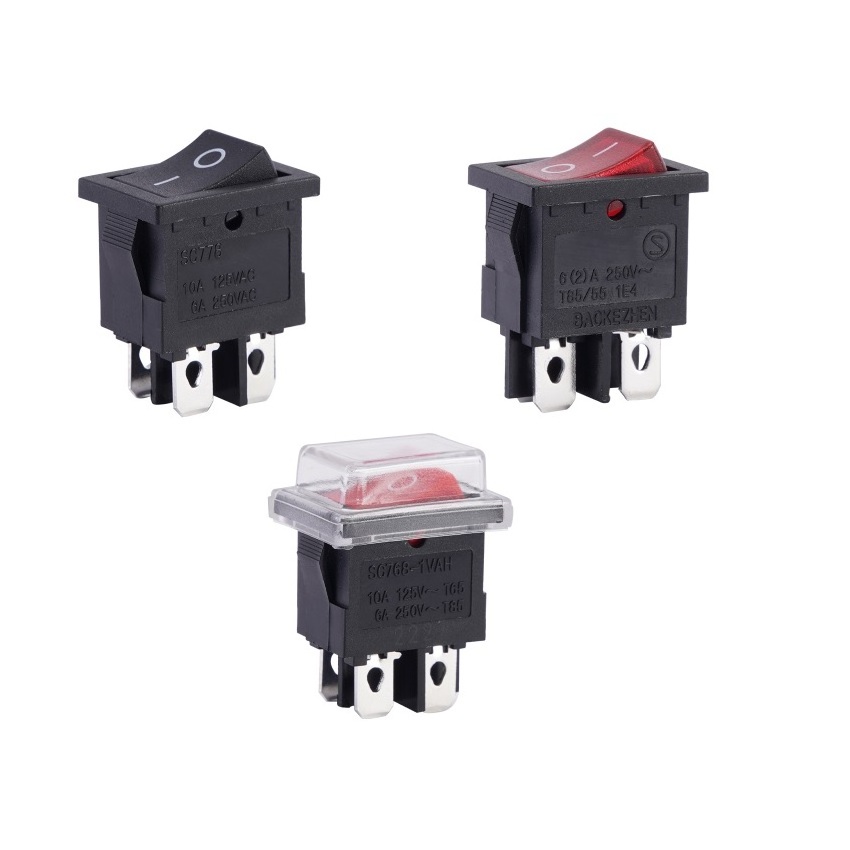 Baokezhen Electrical  LED illuminated 6A/10A/16A 125V/250V 2/3/4/6 Pin ON-OFF ON-OFF-ON 2/3 Position Boat Switch  Rocker switch