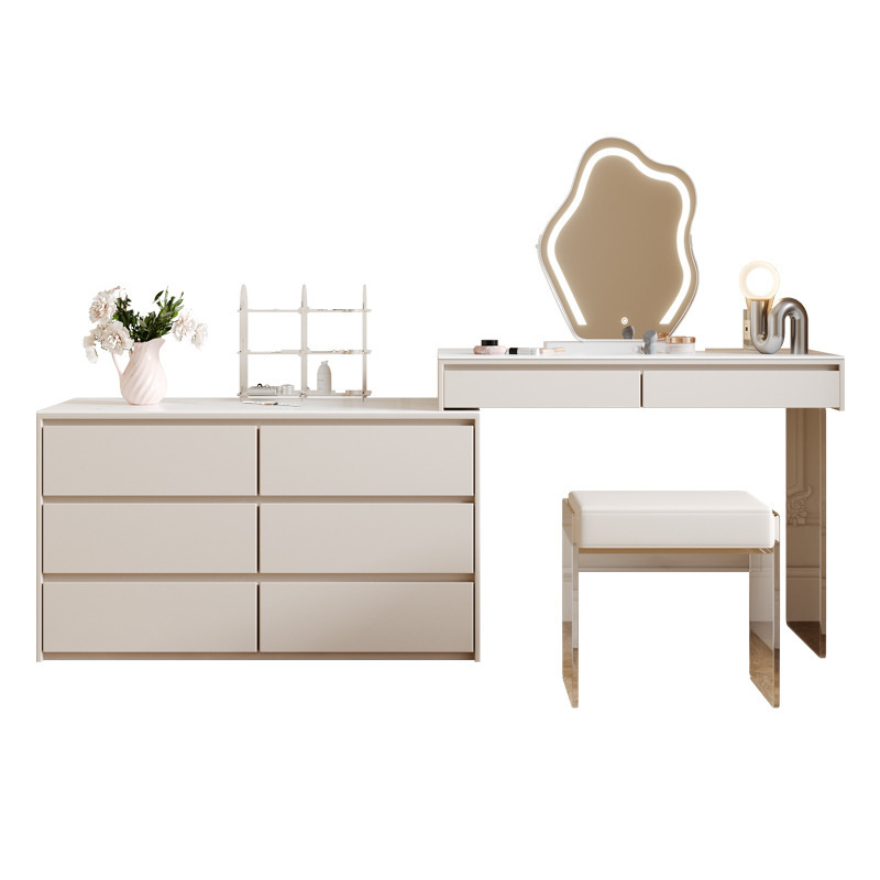 Modern Led Light Mirror Vanity Table With Storage Cabinet