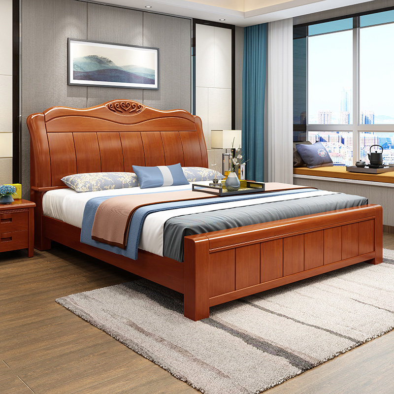 Modern Home Bedroom Furniture  Master  Room King Size Double Bed Set  With Night Stand