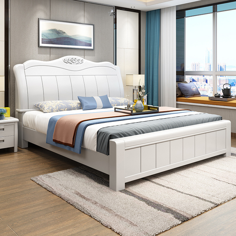 Modern Home Bedroom Furniture  Master  Room King Size Double Bed Set  With Night Stand