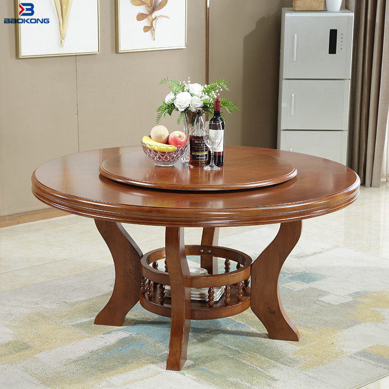 8 Seat Wooden Rotating Dining Round Table And Chair Set