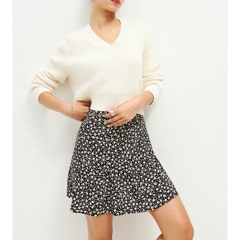 Women Chiffon Printed Mini Skirt Ladies Floral High Waist Tulle Short Skirts Mini Skirt For Women