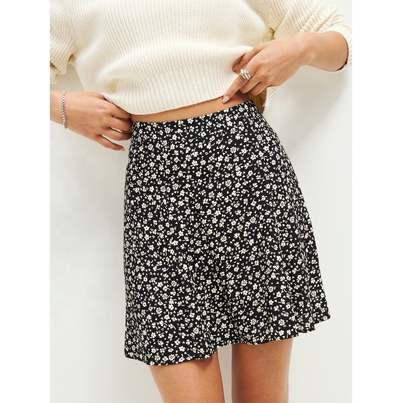 Women Chiffon Printed Mini Skirt Ladies Floral High Waist Tulle Short Skirts Mini Skirt For Women