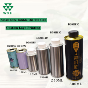 Oil Tin Olive Custom CMYK Food Grade Safe Metal Walnut Oil Can Round Oil Tin Can with Plastic Pull Cover Tinplate 500ml Baolai