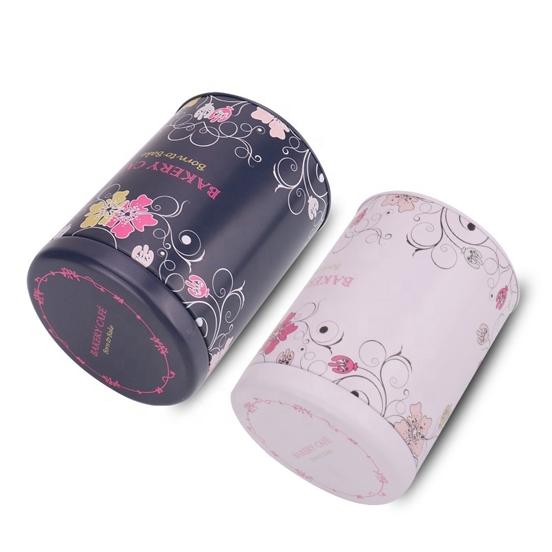 Custom Printed 16 oz Black Round Metal Tin Box Candy Tea Gift Soy Wax Tin Can for Candle 4 oz 8 oz Colored Pink Candle Tins