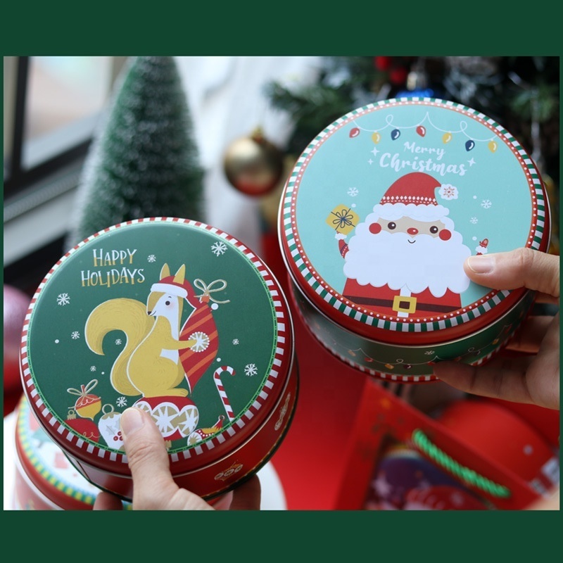 Wholesale custom Metal cookie tin box Christmas tin box for gift candy cookie package large cookie tin with lid