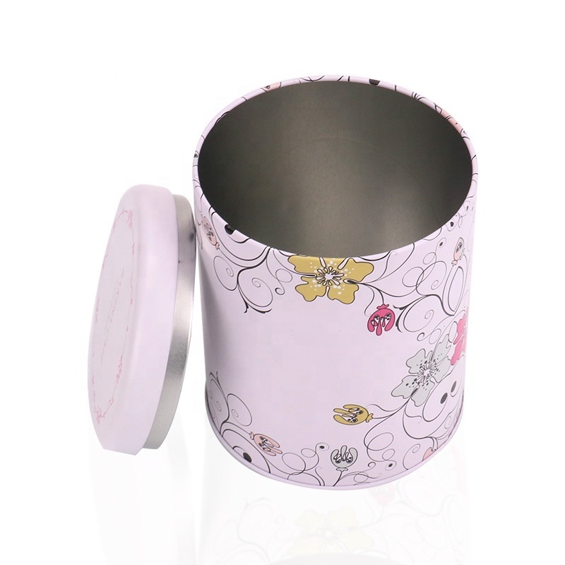 Custom Printed 16 oz Black Round Metal Tin Box Candy Tea Gift Soy Wax Tin Can for Candle 4 oz 8 oz Colored Pink Candle Tins