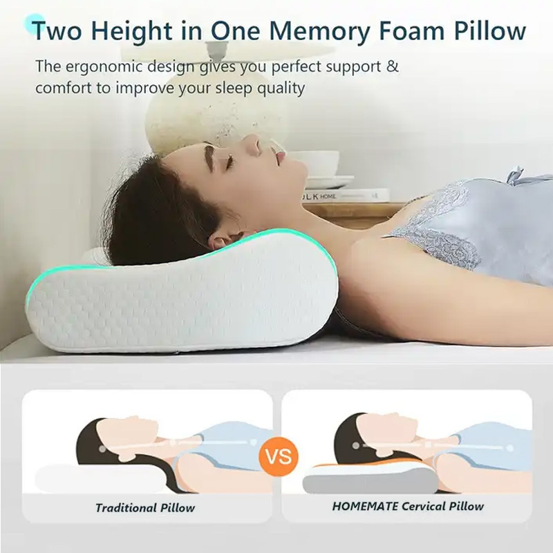 Comfortable Great Softness Support Luxury Ergonomic Cervical Orthopedic Contour Neck memory foam Bed Pillow for Sleeping