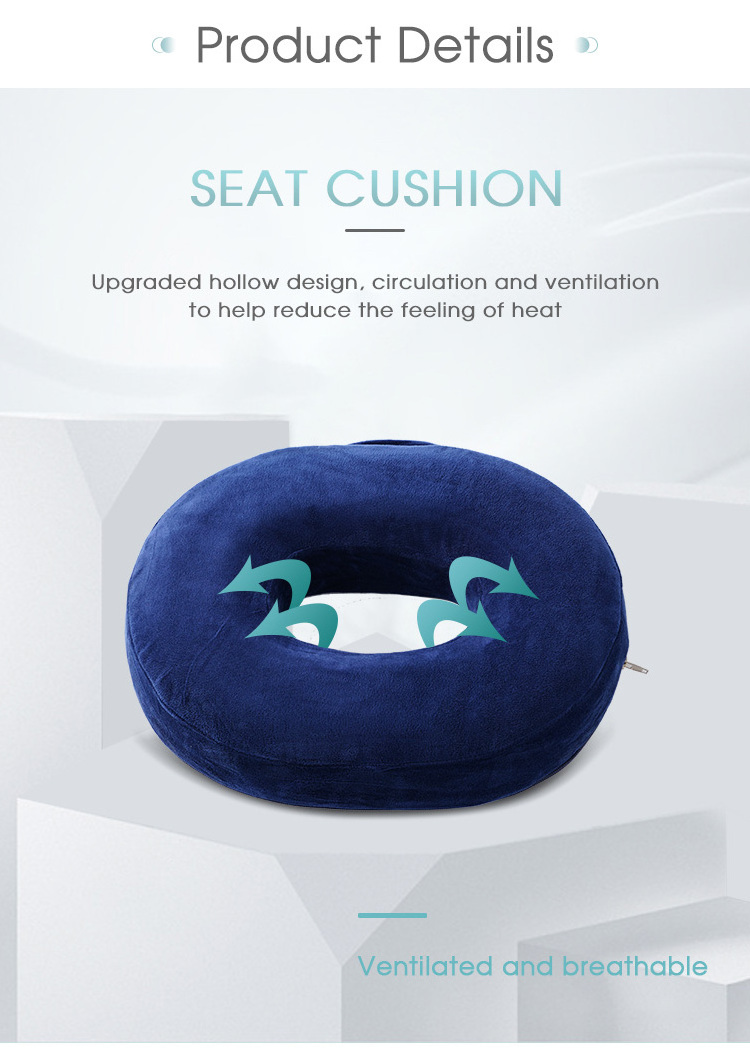 High Density Round Memory Foam Rebound Donut Seat Cushion For Pain Relief