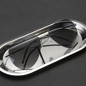 2024 newest fashion titanium rimless round sunglasses polarized women men eyewear shade sun glasses wholesale custom goggles