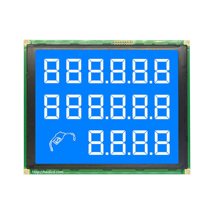 Custom Monochrome 7 segment 20 digits 886  TN HTN  Type positive  Lcd LCM  Display with controller board  For fuel dispenser