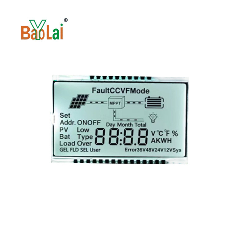 Baolaiya custom  7 segment  tn htn  digital lcd display for solar inverter with white backlight