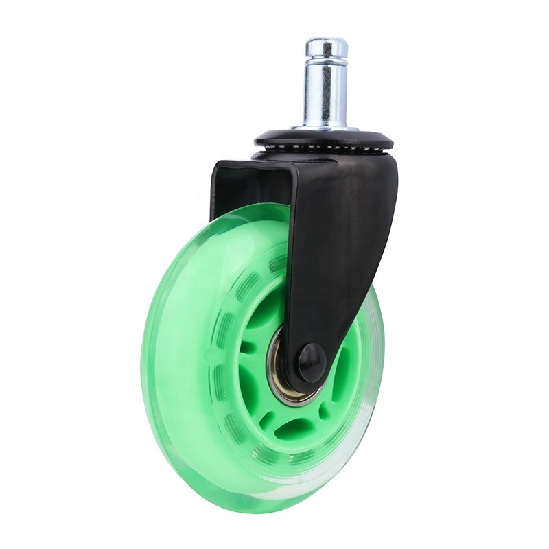 Rubber casters polyurethane 75 mm transparent rotary casters green office chair caster wheel