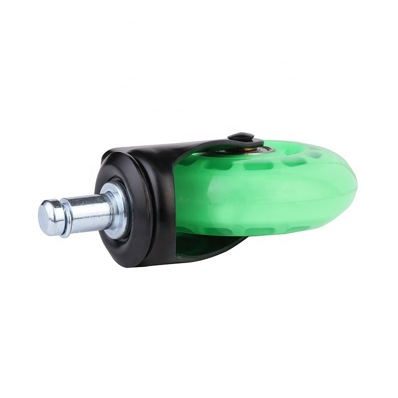 Rubber casters polyurethane 75 mm transparent rotary casters green office chair caster wheel