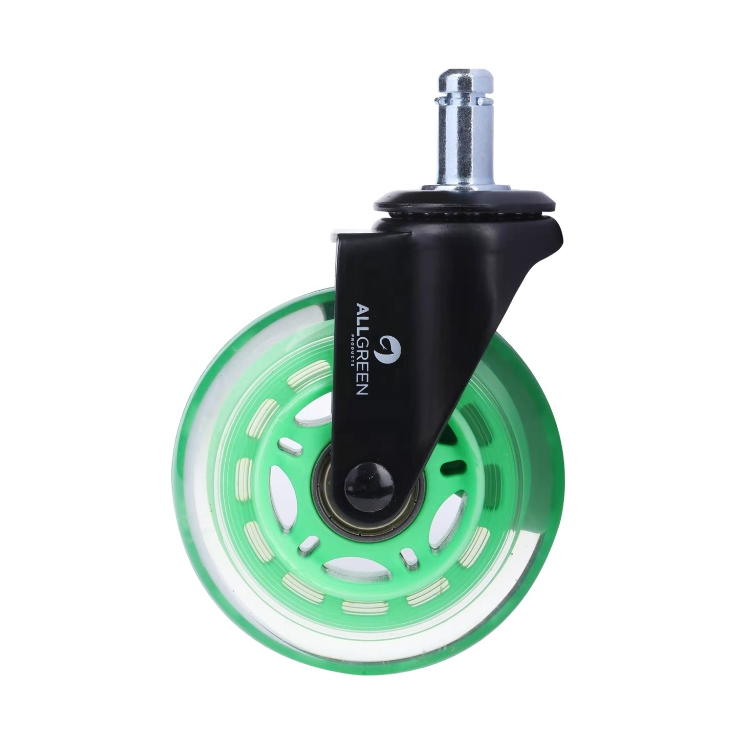 Rubber casters polyurethane 75 mm transparent rotary casters green office chair caster wheel