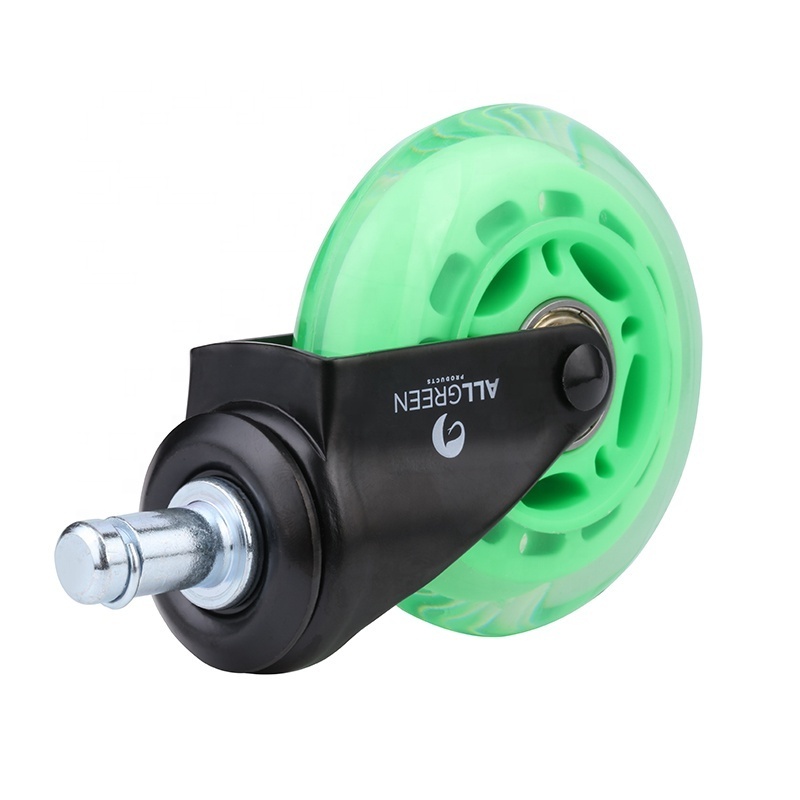 Rubber casters polyurethane 75 mm transparent rotary casters green office chair caster wheel