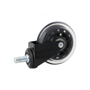 Factory Cheap Price Silver Rubber 3" Black Casters 3 Inch High Quality Pu Chair Silent Crib Caster With Brake 75mm Wheel