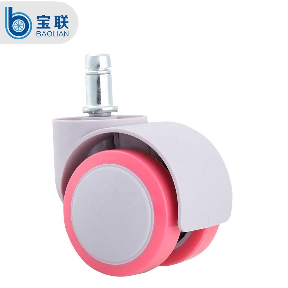 Shenzhen Factory 2 inch 50mm locking caster wheel PU soft office chair wheels double children chair wheels with 11*22mm pin