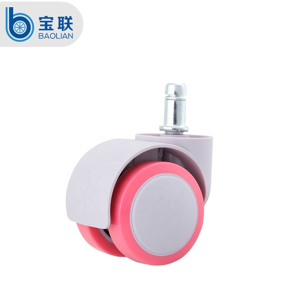 Shenzhen Factory 2 inch 50mm locking caster wheel PU soft office chair wheels double children chair wheels with 11*22mm pin