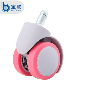 Shenzhen Factory 2 inch 50mm locking caster wheel PU soft office chair wheels double children chair wheels with 11*22mm pin