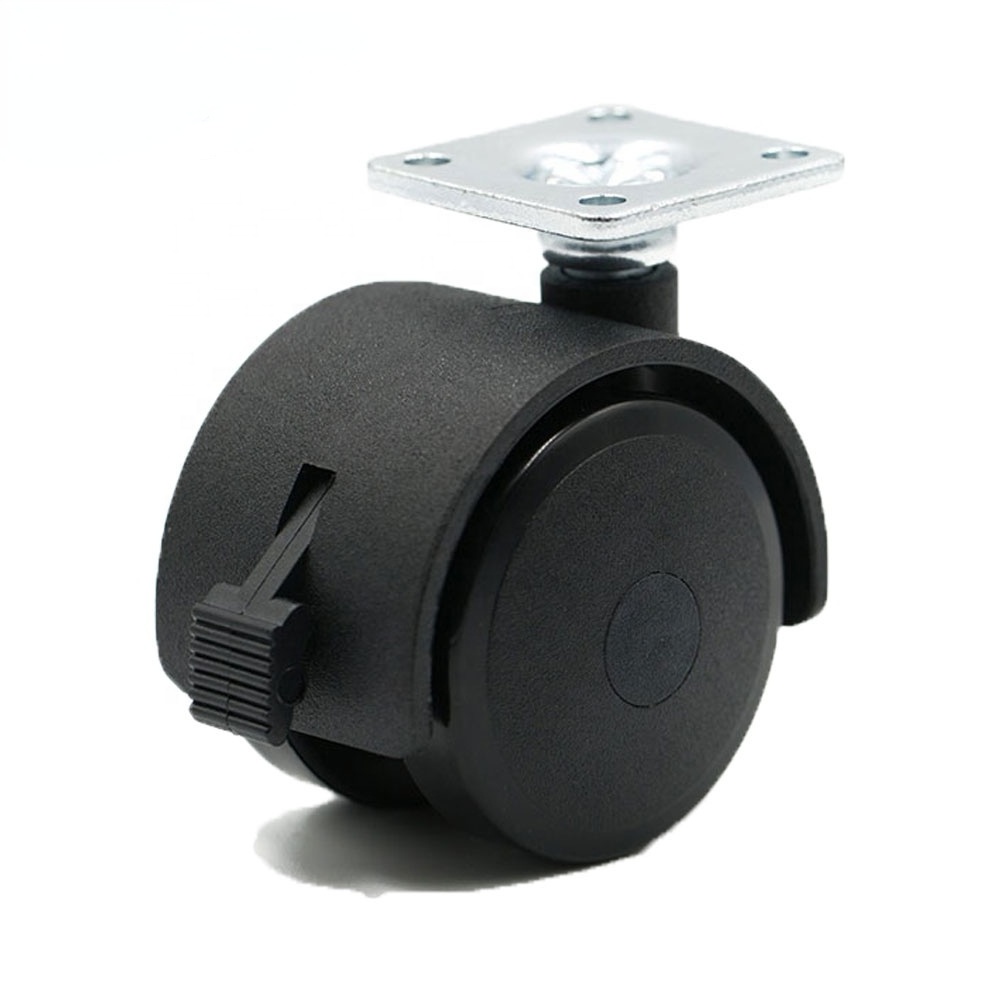 Guangdong Factory Small 50mm Office Chair Wheel Small Twin Wheels locking plate Castor Swivel Caster