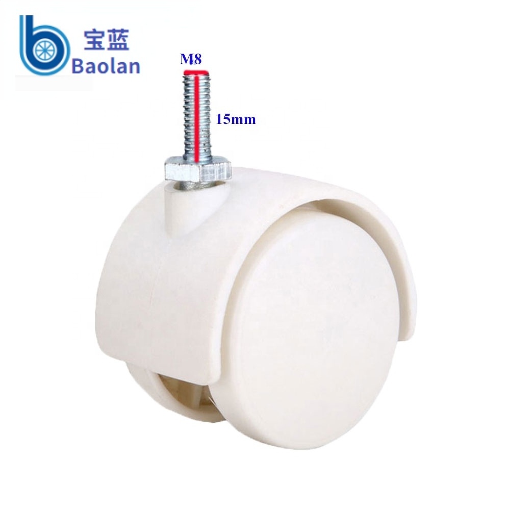 Factory Directly Supply White PA Baby Caster Wheel Auto Locking Desk Wheels Casters