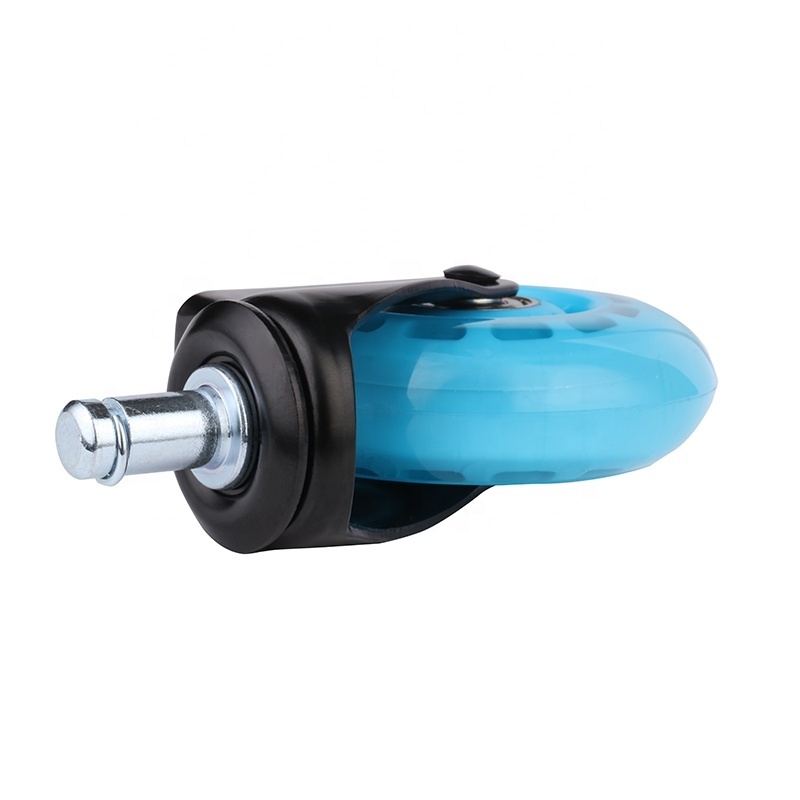 Blue Transparent Roller blade Polyurethane 3Inch caster wheels For All Floors Replacement castor