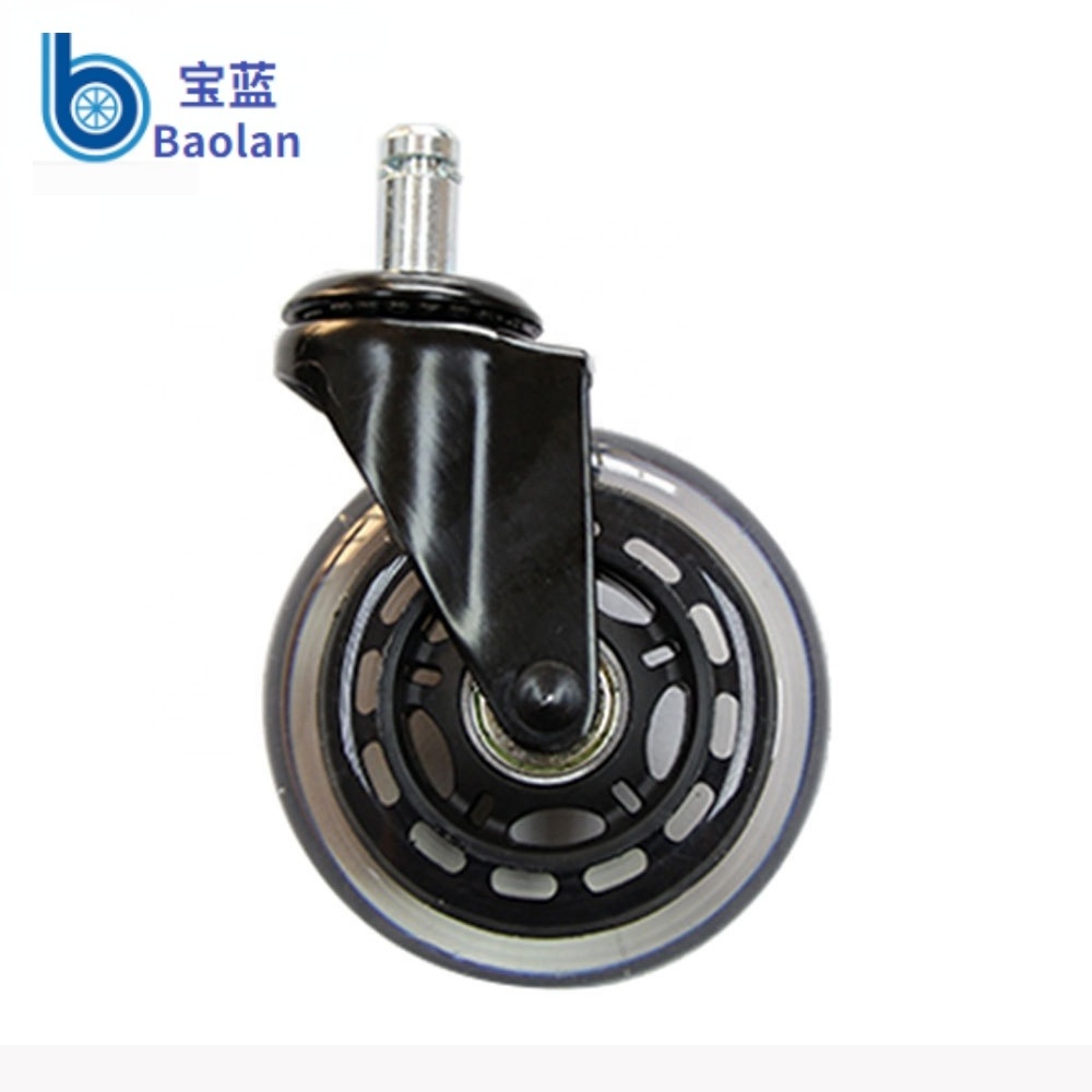 Guangdong Factory swivel 3 inch 75mm polyurethane wheelchair wheel castors 7/16