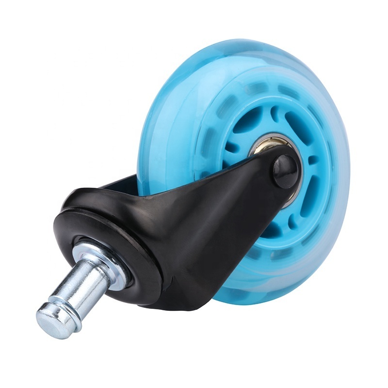 Blue Transparent Roller blade Polyurethane 3Inch caster wheels For All Floors Replacement castor