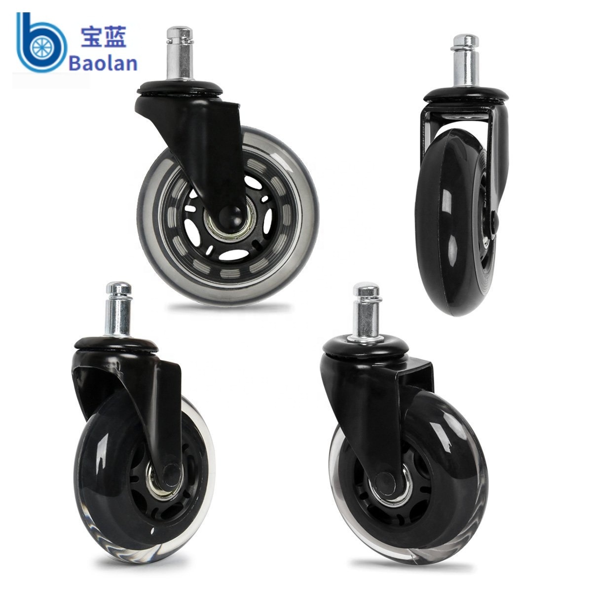 Guangdong Factory swivel 3 inch 75mm polyurethane wheelchair wheel castors 7/16