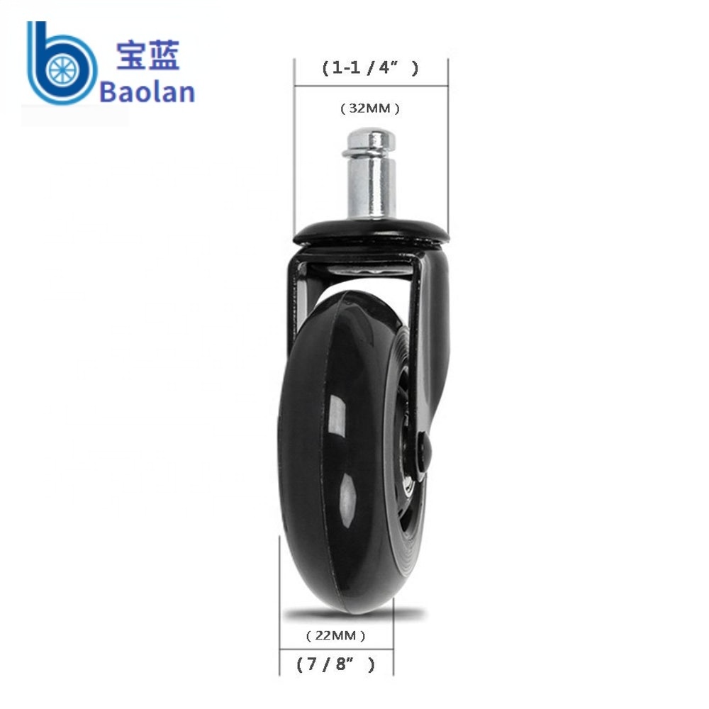 Guangdong Factory swivel 3 inch 75mm polyurethane wheelchair wheel castors 7/16