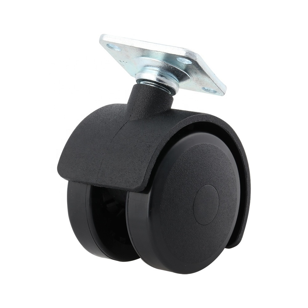 Guangdong Factory Small 50mm Office Chair Wheel Small Twin Wheels locking plate Castor Swivel Caster