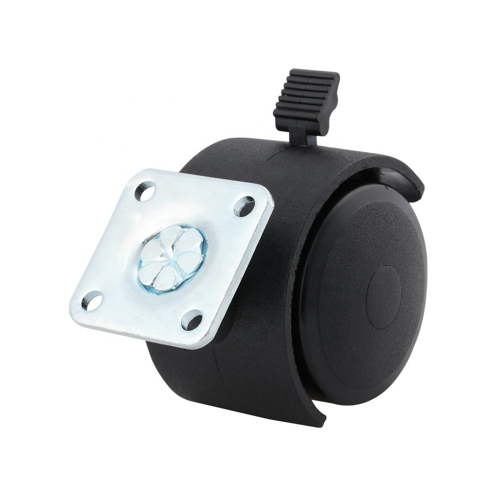 Guangdong Factory Small 50mm Office Chair Wheel Small Twin Wheels locking plate Castor Swivel Caster