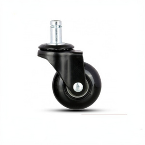 17-year Factory 2 inch small office swivel black PU ball roller blade chair caster and wheels with 11*22mm stem