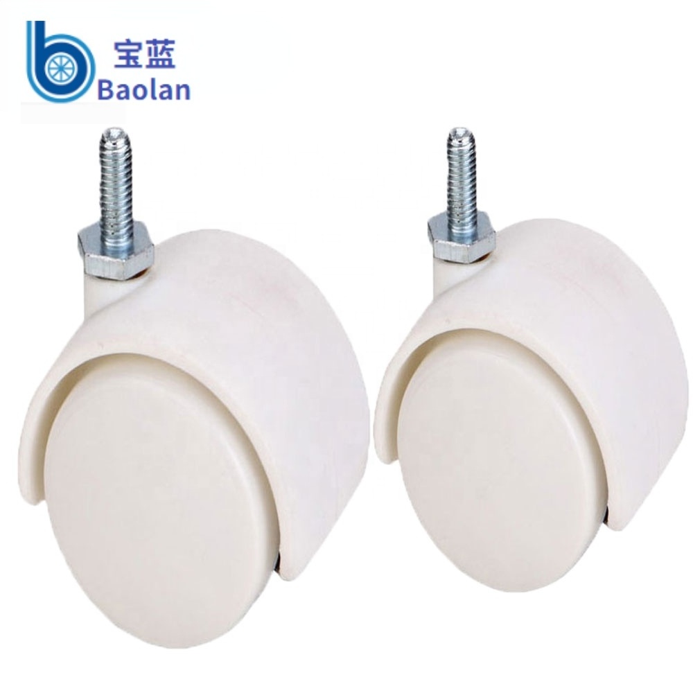 Factory Directly Supply White PA Baby Caster Wheel Auto Locking Desk Wheels Casters