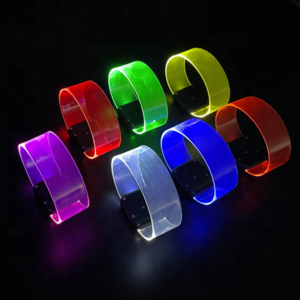 Flashing Light Up Bracelets Cosmic Neon Multicolor LED Wrist Band Custom Logo Magnetic Clasp Led Bracelet For Event Party