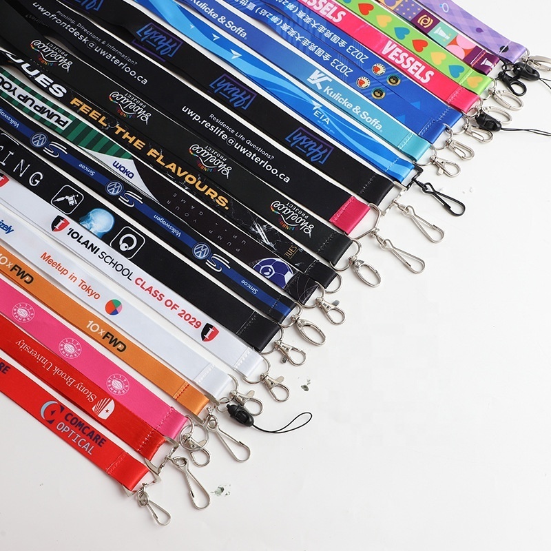 Free Sample Full Color Printing Polyester Nylon Plain Personalized OEM Logo Printed Lanyard Keychain Neck Custom Nylon Lanyards