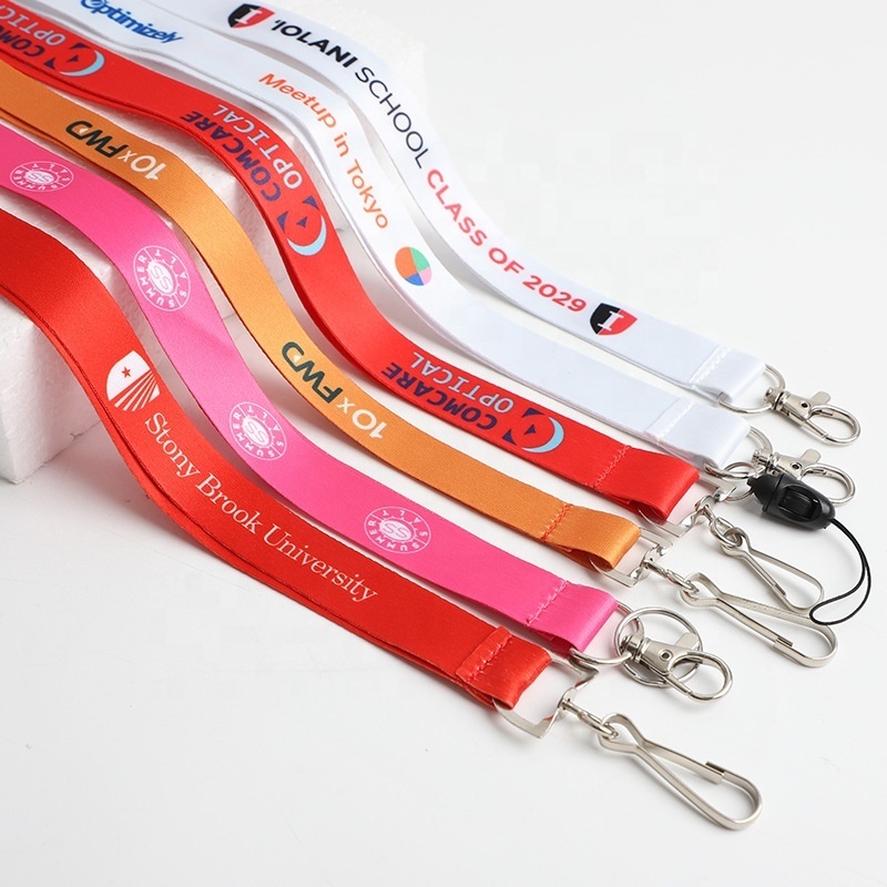 Free Sample Full Color Printing Polyester Nylon Plain Personalized OEM Logo Printed Lanyard Keychain Neck Custom Nylon Lanyards