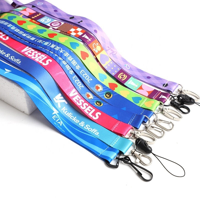 Free Sample Full Color Printing Polyester Nylon Plain Personalized OEM Logo Printed Lanyard Keychain Neck Custom Nylon Lanyards